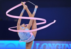Russian Evgenia Kanaeva performs with a